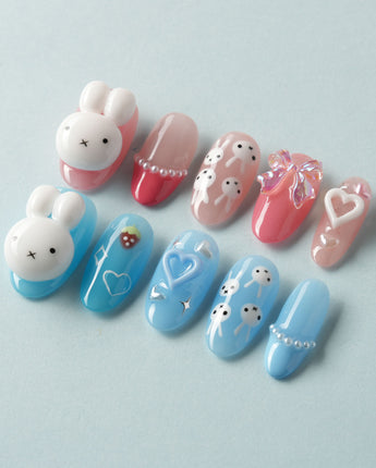 MIFFY XOXO custom press-on nails — available in multiple shapes and sizes