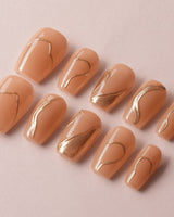 Poetic Glamour Nude custom press-on nails — available in multiple shapes and sizes