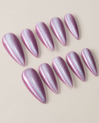 Purple planet custom press-on nails — available in multiple shapes and sizes