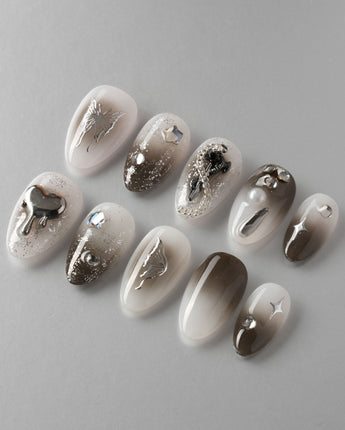 Night Butterfly custom press-on nails — available in multiple shapes and sizes