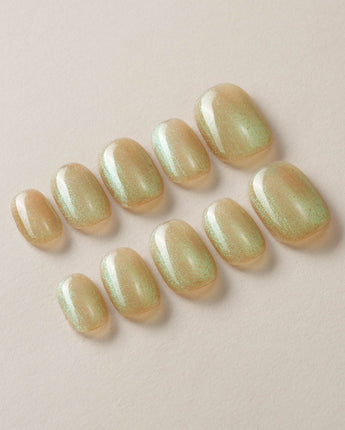 Aurora Mist custom press-on nails — available in multiple shapes and sizes