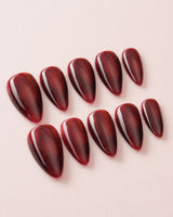 Deep Red Cat eye Nails custom press-on nails — available in multiple shapes and sizes