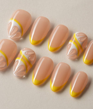 Lemon8❤️ handmade press-on nails featuring lemon french tip 3D citrus nails