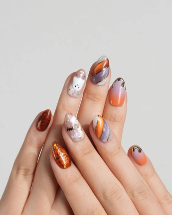 Mischief Maker press-on nails — nude base orange gradient