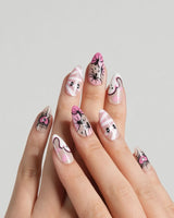 Boo Barbie press-on nail set — Pink White Halloween, Ghost Pumpkin Mummy. design, hand-painted with real gel polish