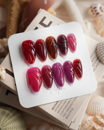 Berry Jelly handmade berry gel nails with saturated jelly color and sculptural waves