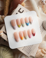 Candy Dot colorful French tip press-on nails with hand-painted contrasting dots