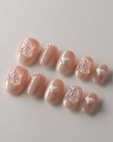 Cute Bear Hug press-on nails — cute nails handmade nail art by Joyee Nails