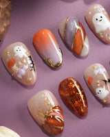 Mischief Maker press-on nails — nude base orange gradient