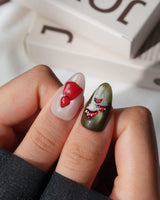 Little Red Riding Hood Short Almond with multicolored cute 3d handmade press-on nails - image 1