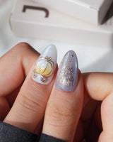 Cinderella Short Almond with multicolored elegant non-3d handmade press-on nails - image 4