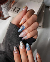 Cinderella Short Almond with multicolored elegant non-3d handmade press-on nails - image 6