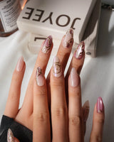 Sleeping Beauty Medium Almond with pink Luxury non-3d handmade press-on nails - image 1