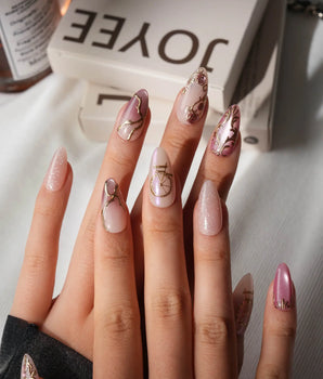 Sleeping Beauty Medium Almond with pink Luxury non-3d handmade press-on nails - image 1