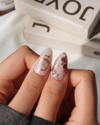 Sleeping Beauty Medium Almond with pink Luxury non-3d handmade press-on nails - image 3
