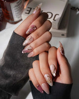 Sleeping Beauty Medium Almond with pink Luxury non-3d handmade press-on nails - image 4