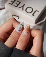 Beauty and the Beast Short Almond with brown Luxury non-3d handmade press-on nails - image 1
