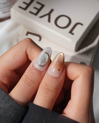 Beauty and the Beast Short Almond with brown Luxury non-3d handmade press-on nails - image 1