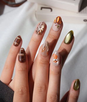 Sly Fox Extra Short Almond with brown cute Animal non-3d handmade press-on nails - image 2