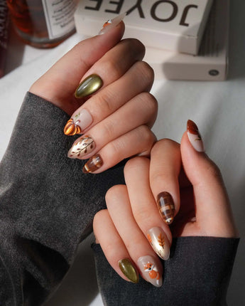 Sly Fox Extra Short Almond with brown cute Animal non-3d handmade press-on nails - image 5