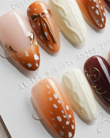 Shy Fawn Medium Almond with brown cute Animal non-3d handmade press-on nails - image 2