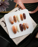Shy Fawn Medium Almond with brown cute Animal non-3d handmade press-on nails - image 4