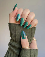 Emerald Green Nail Designs Cat-eye Nails press-on nails — emerald green cat eye