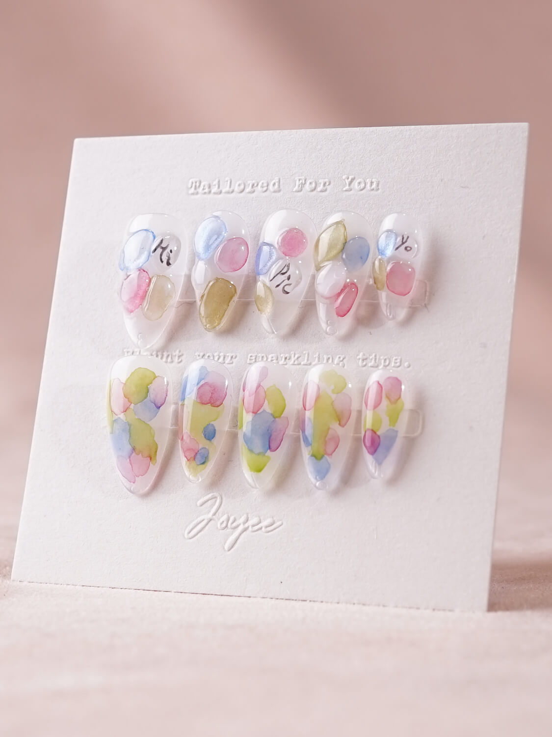 Handmade- Colored Bubbles Press On Nail Set