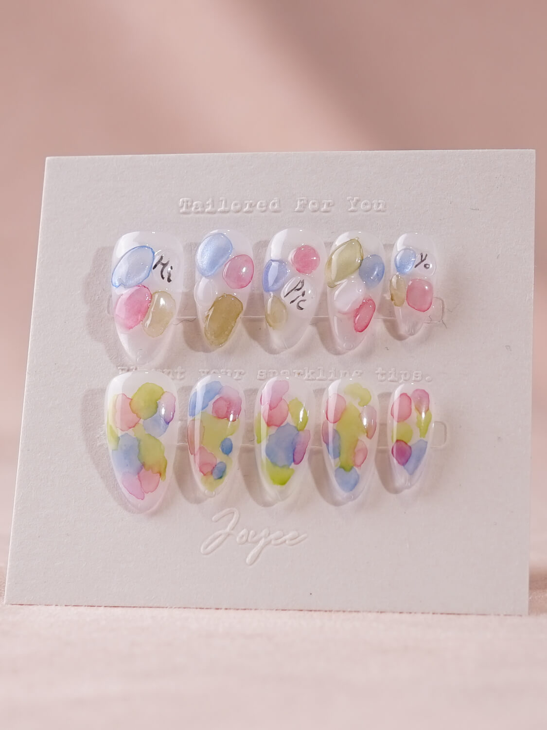 Handmade- Colored Bubbles Press On Nail Set