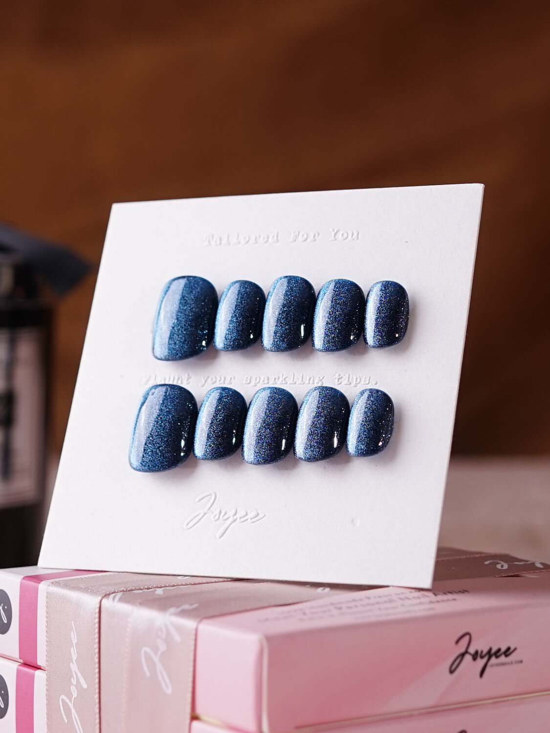Handmade- Deep Blue Cat-eye Press On Nail Set