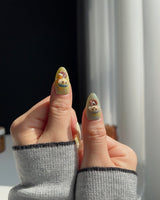 Girl with a Pearl Earring nail art close-up showing Girl with a Pearl Earring - 3d nails details