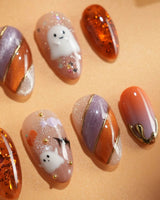 Mischief Maker nails — nude base orange gradient by Joyee Nails