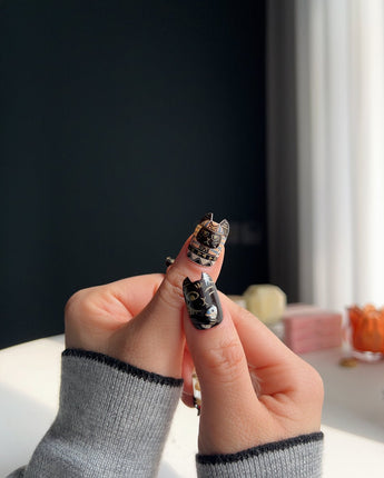 Gayer-Anderson Cat nail art close-up showing Egyptian elements cartoon nails details