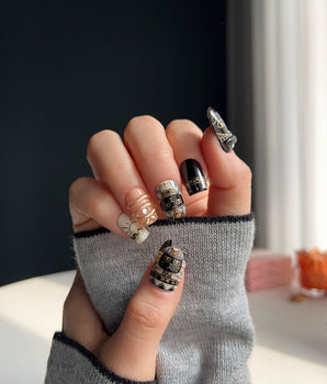 Gayer-Anderson Cat handmade press-on nails featuring Egyptian elements cartoon nails