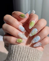 Lotus Breeze nail art close-up showing Pearly and 3D Sculpted Florals details
