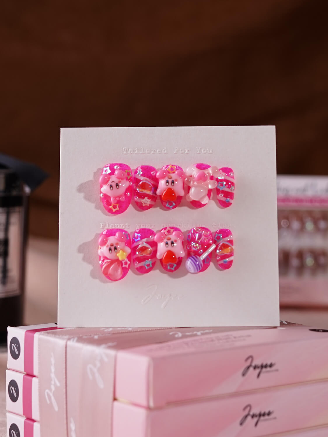 3d-Pink-short-oval-Nails