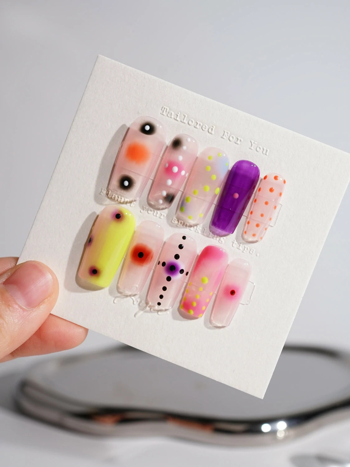 Handmade- Joyee Marvel Bubble Med Square nails Press On Nail Set
