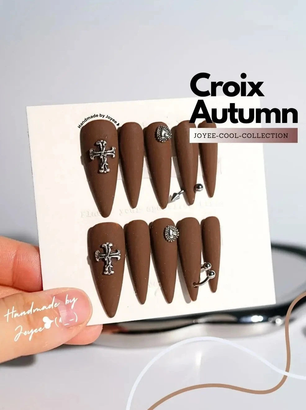 Handmade- Croix Autumn Press On Nail Set