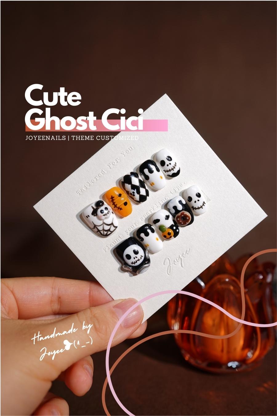 Handmade- Cute Ghost Cici Press on nails Press On Nail Set