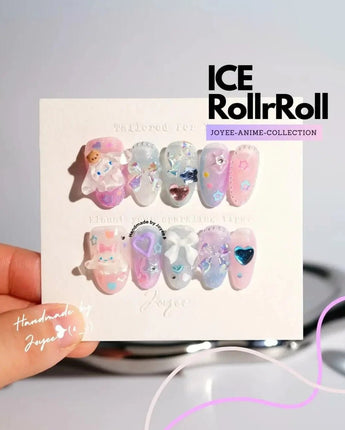 Joyee Ice RollrRoll Med Oval Press - on nails | Ready to ship - Joyeenails - AN048 - Ready - XS / Medium Oval