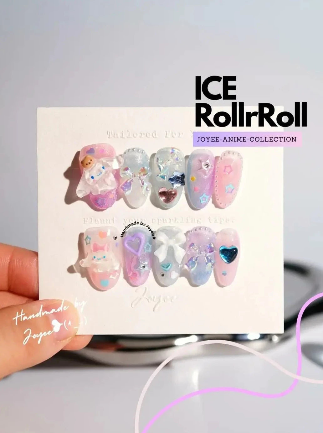 Joyee Ice RollrRoll Med Oval Press-on nails | Ready to ship