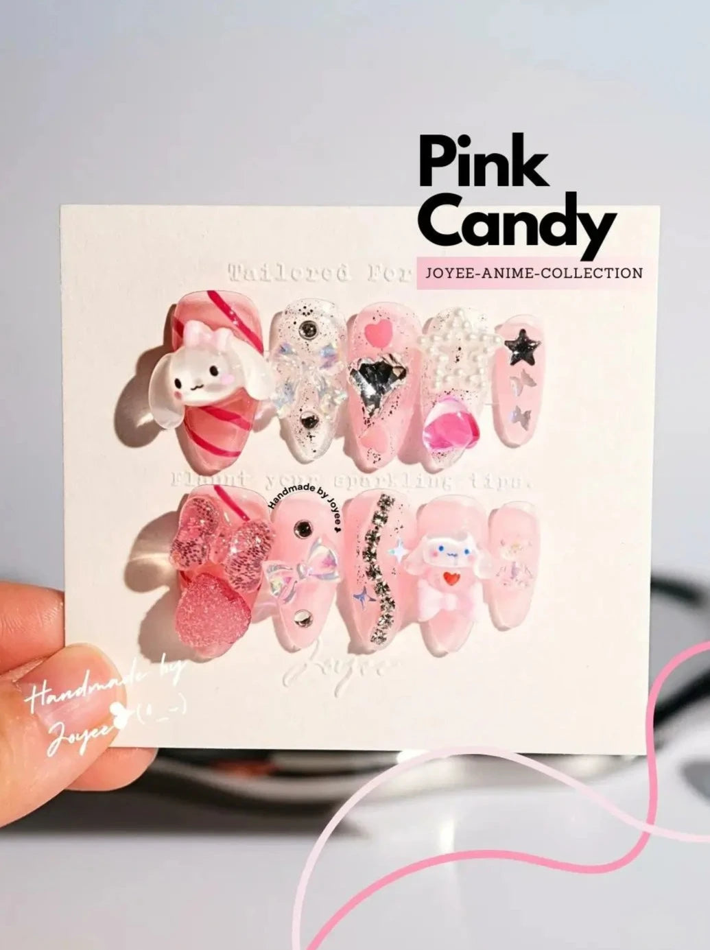 Handmade- Pink Candy Press On Nail Set