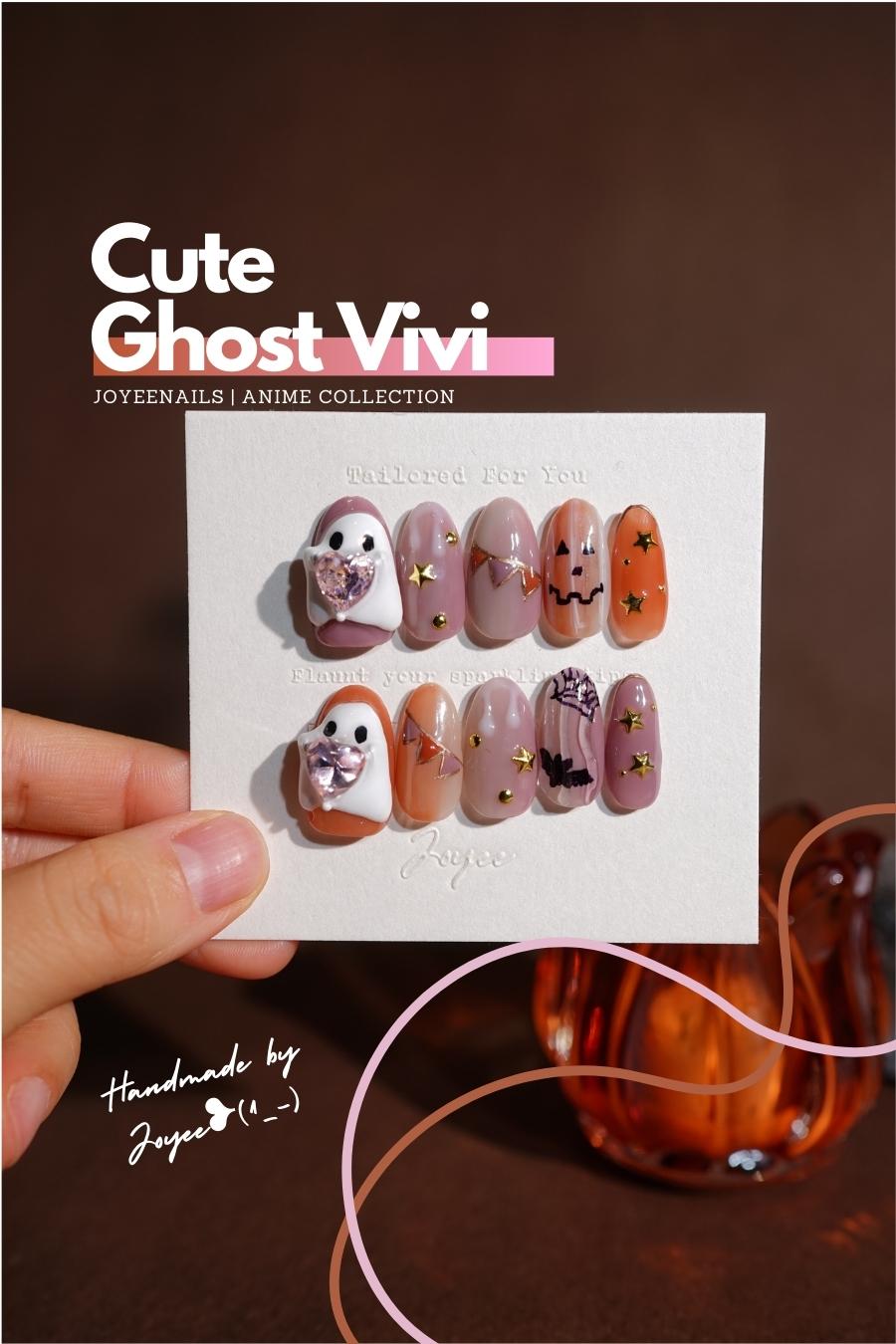 Joyee-handmade-press-on-nails-cute-ghost-vivi