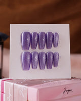 Elegant Purple cat - eye - Joyeenails - CE011 - XS / Medium Coffin