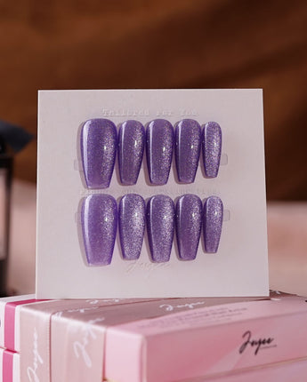 Elegant Purple cat - eye - Joyeenails - CE011 - XS / Medium Coffin