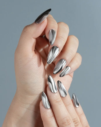 Noir Ribbons nails — Phantom Black & Deep by Joyee Nails