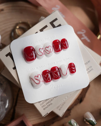 Red String nails — Deep Wine Red & by Joyee Nails