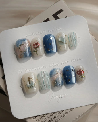 The Little Prince nails — Starry Blue & Milky by Joyee Nails