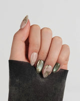 Gilded Ivy press-on nails — Elegant Morandi Green, Metallic