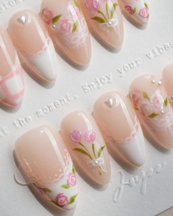 Cottage Mail nails — Sweet Pastoral Style, Hand-painted by Joyee Nails